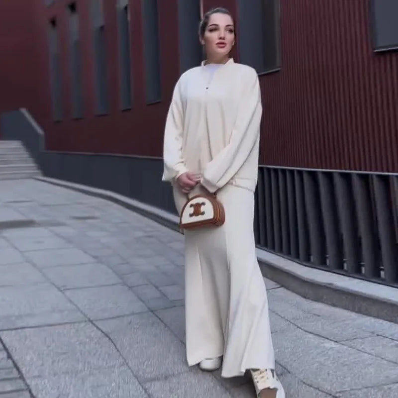 Spring Autumn Casual Two-Piece Set Women Jacket Slim Fit Fish Tail Wrapped Skirt Minimalist Retro Elegant High Waist Skirt Suit