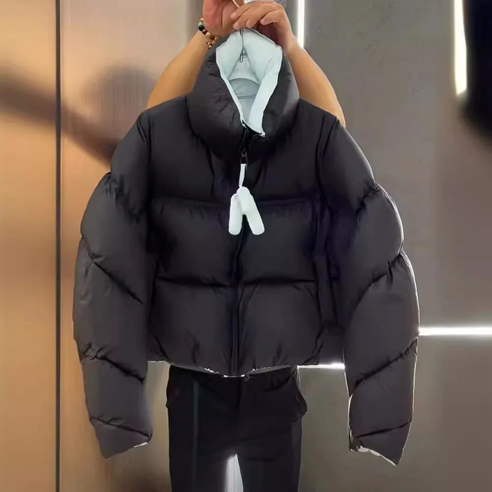 Winter Women Warm Down Jacket Stand Collar Windproof Short Jacket Thicken Fashion 90 White Duck Down Loose Parkas Coat Outwear