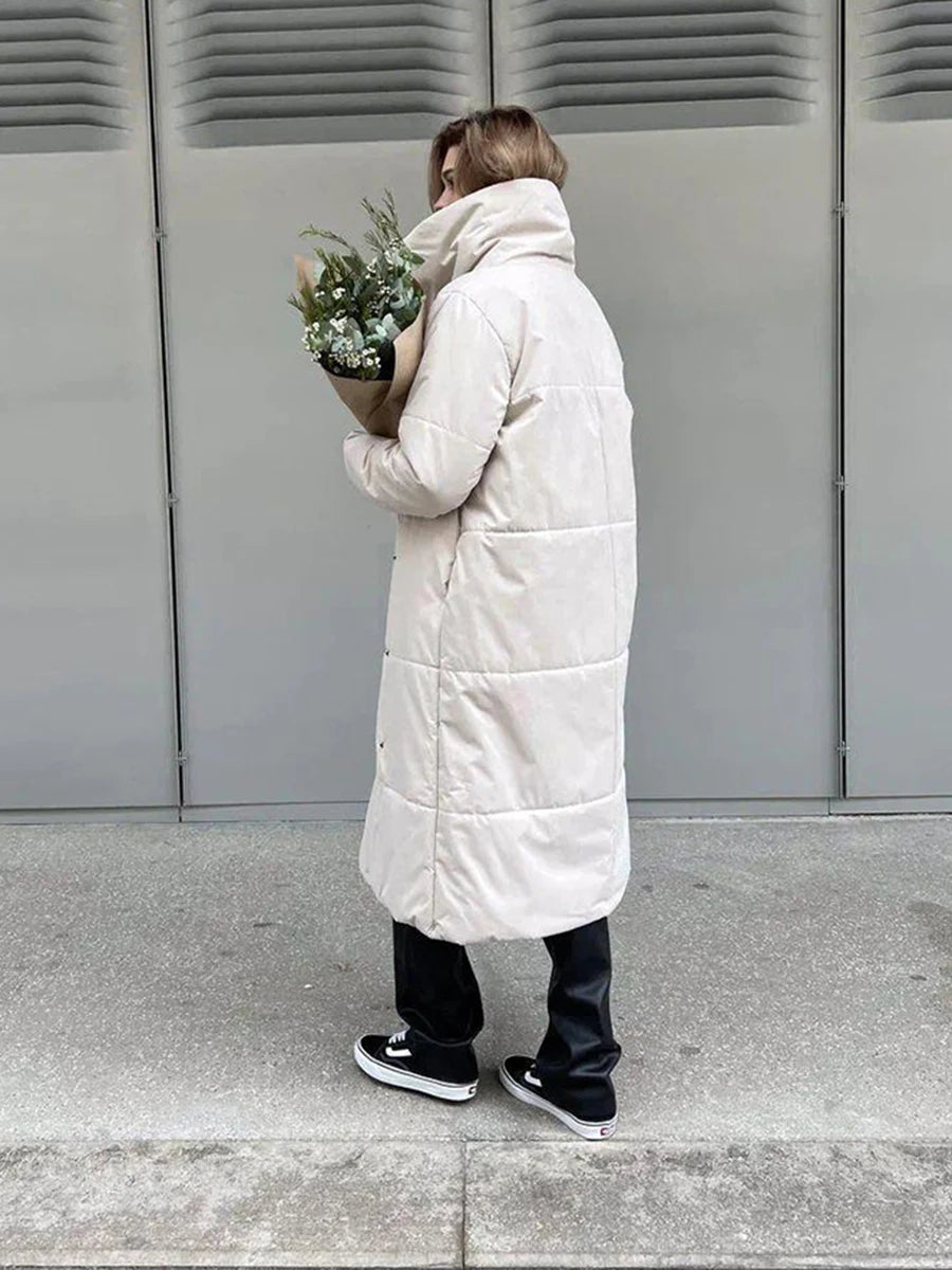 Women's Casual Warm Windproof Cotton Coats Long Cotton Jacket Autumn Winter Women's Fashion Street Style Trendy Down Jackets