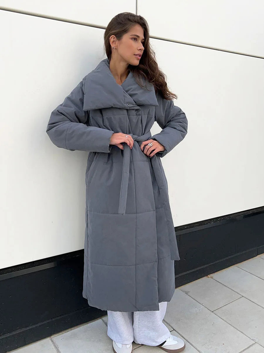 Women's Casual Warm Windproof Cotton Coats Long Cotton Jacket Autumn Winter Women's Fashion Street Style Trendy Down Jackets