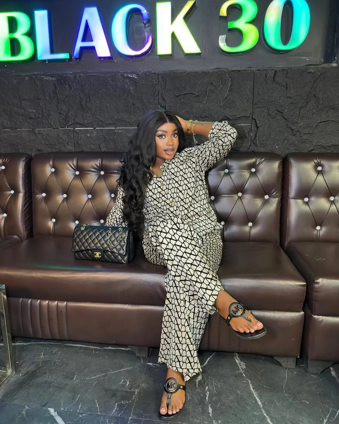 Spring Fashion Printing Two Piece Set Spring Women Long Sleeves Lapel Shirt+High Waist Loose Wide Leg Pants Autumn Female Outfit