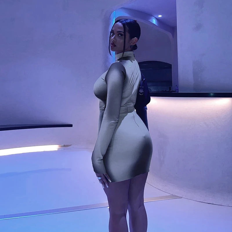 Fashion Women Dresses Clothes 2024 New Casual Print Long Sleeve Mini Dress Outfits for Women Club Party Sexy Bodycon Dress