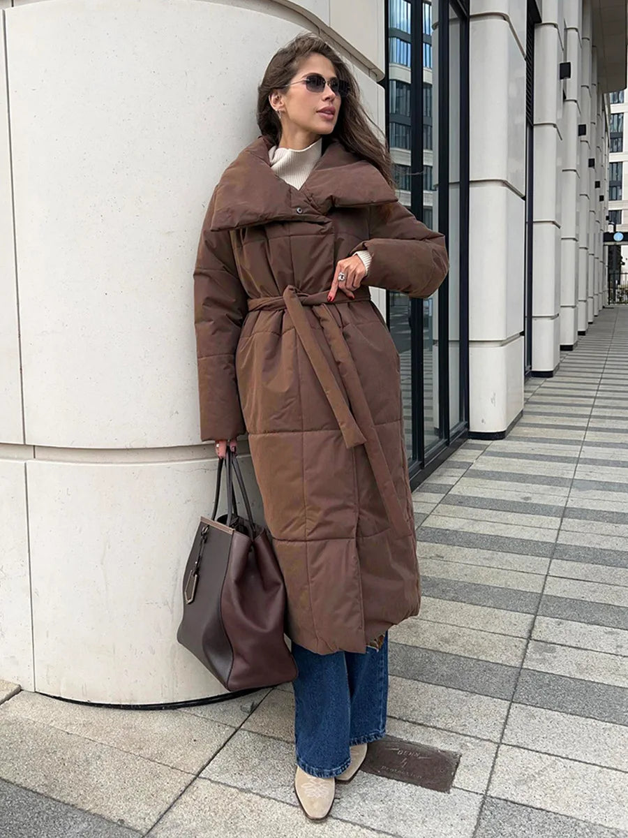 Women's Casual Warm Windproof Cotton Coats Long Cotton Jacket Autumn Winter Women's Fashion Street Style Trendy Down Jackets